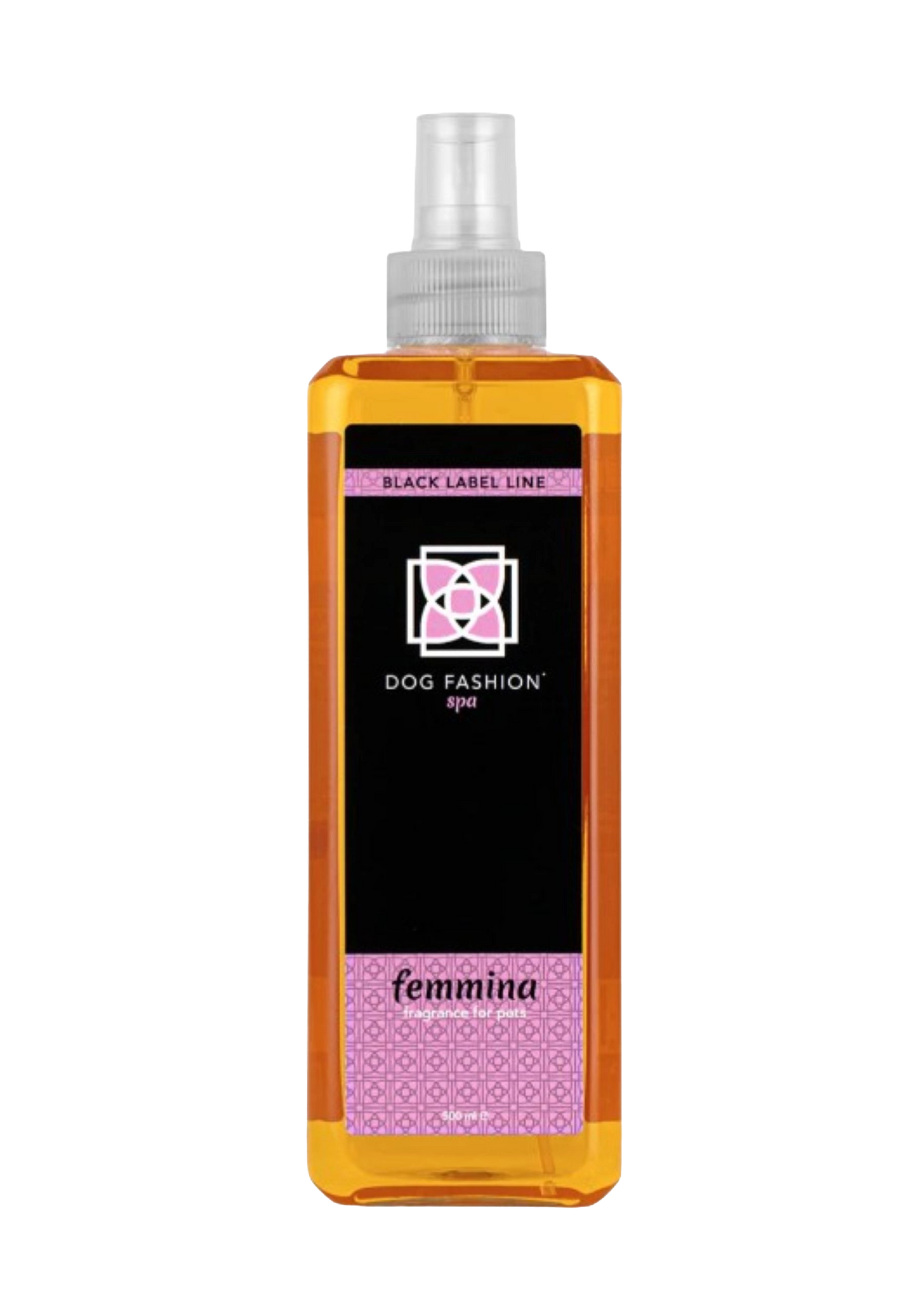 Femmina Fragrance,"Rectangular spray bottle with amber liquid and clear cap"
