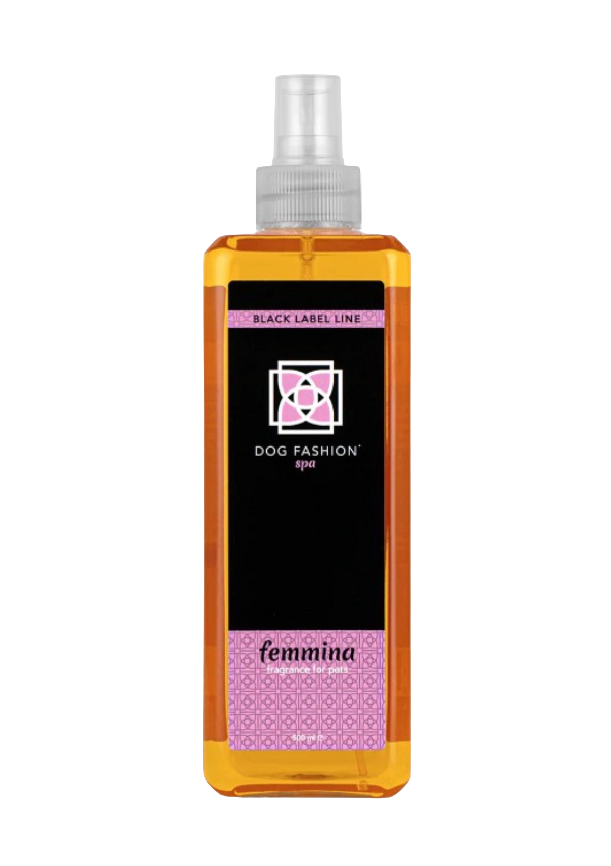 Femmina Fragrance,"Rectangular spray bottle with amber liquid and clear cap"