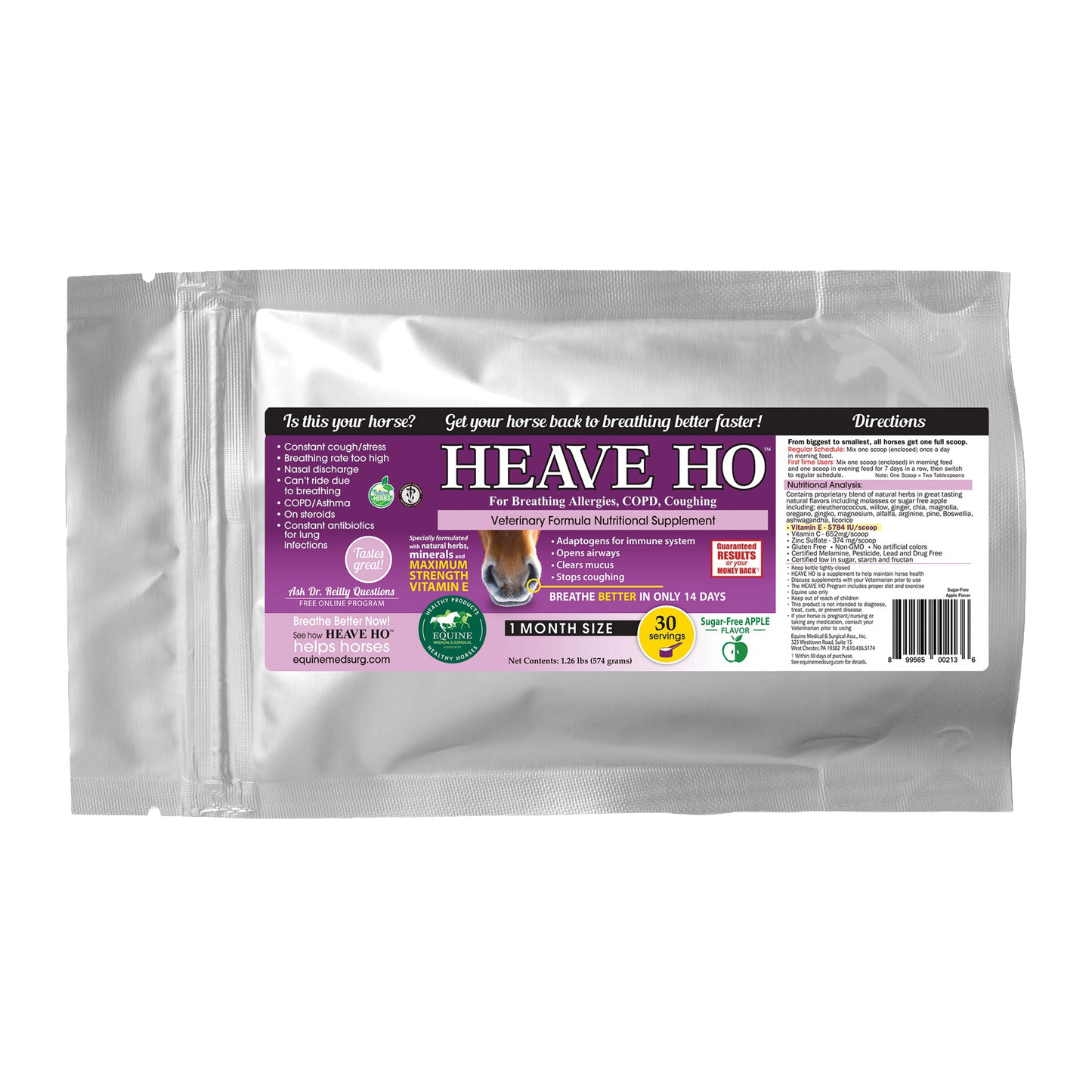 Heave Ho™,"Silver foil pouch with purple front label"