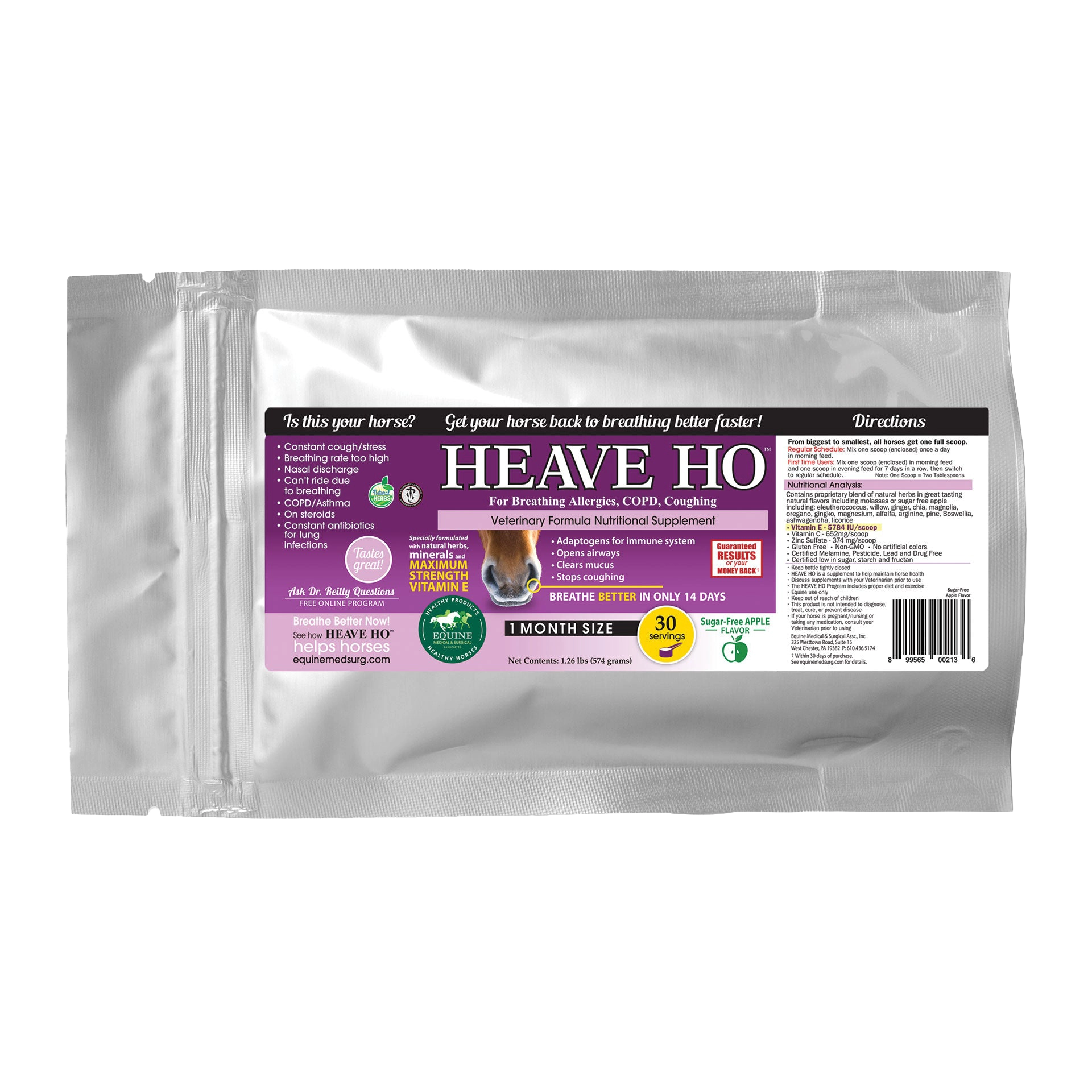 Heave Ho™,"Silver foil pouch with purple front label"