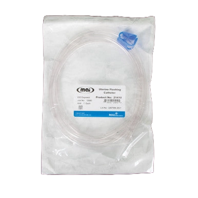 Uterine Flushing/Lavage Catheter,"Coiled clear catheter in sealed pouch with blue cap"