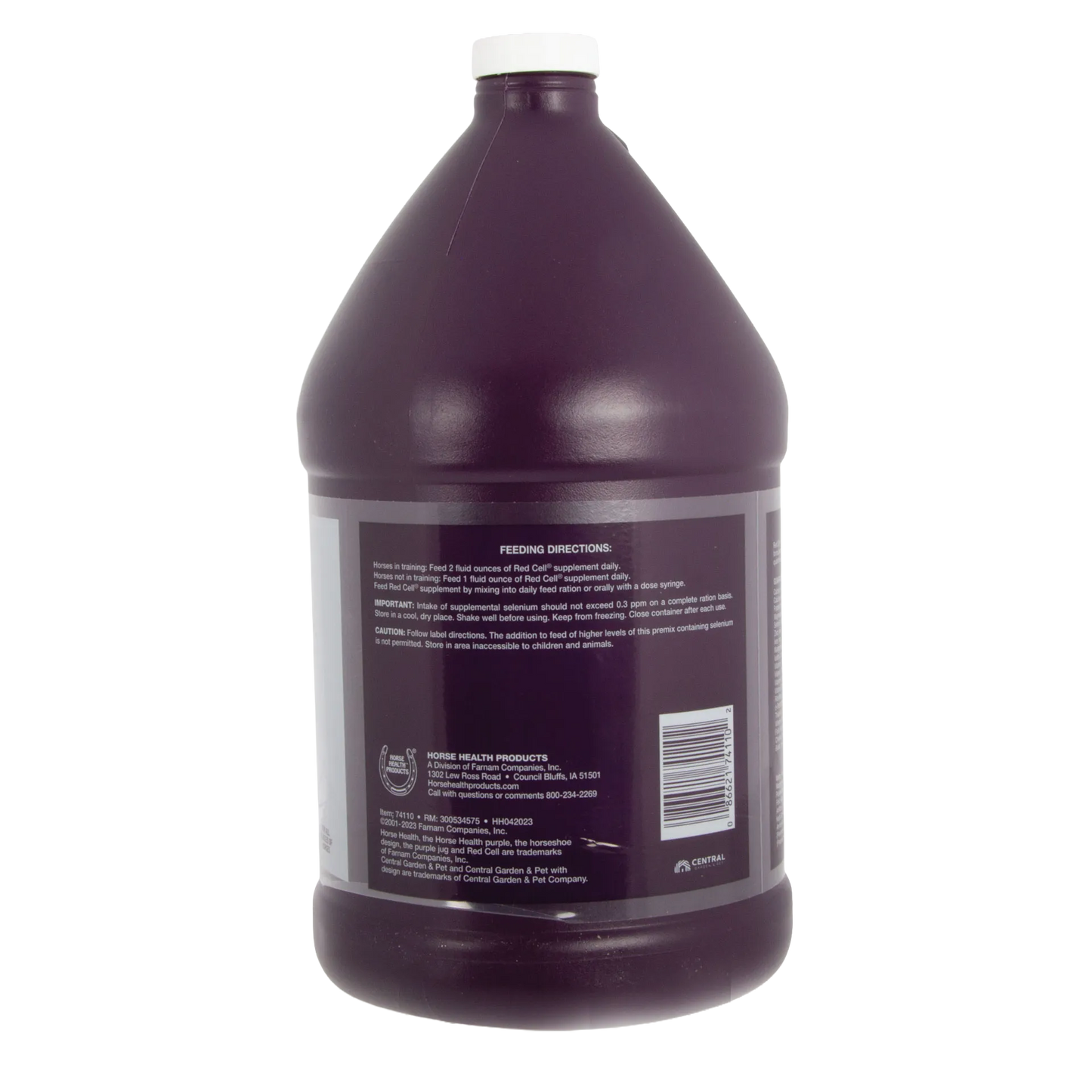 Red Cell®,"Large dark bottle with white cap, back label and barcode"