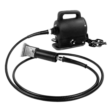 Groomers Edge Power Clipper 401,"Black clipper with coiled hose and motor unit"