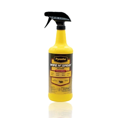 Pyranha® Wipe N Spray Oil Base Equine Fly Spray,"Yellow spray bottle with black trigger sprayer"