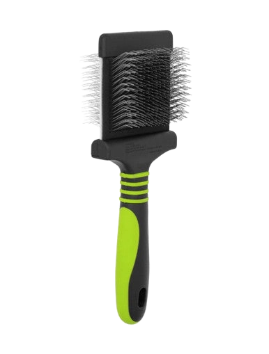 Finishing Soft Slicker Brush,"Black slicker brush with green handle"