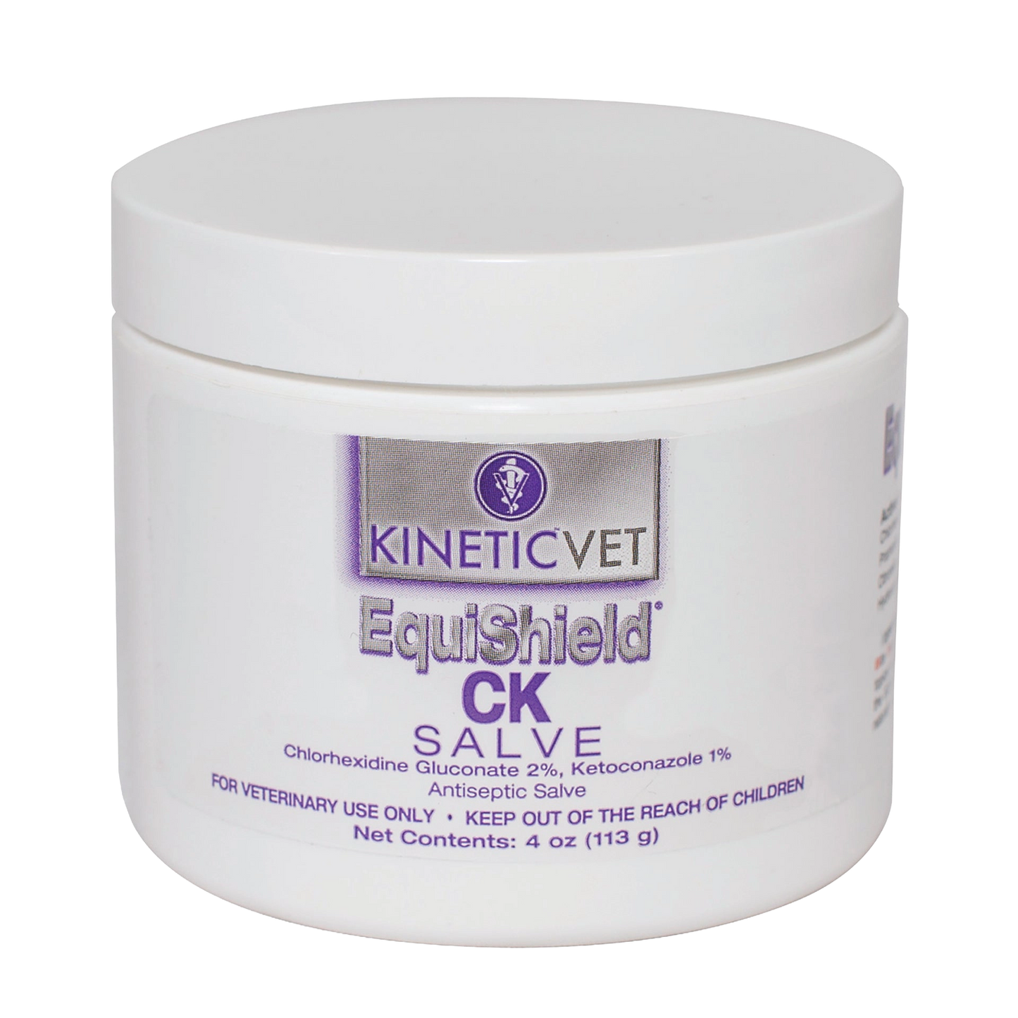 "EquiShield® CK Salve (Chlorhexidine, Ketoconazole)","White plastic salve jar with screw-top lid"