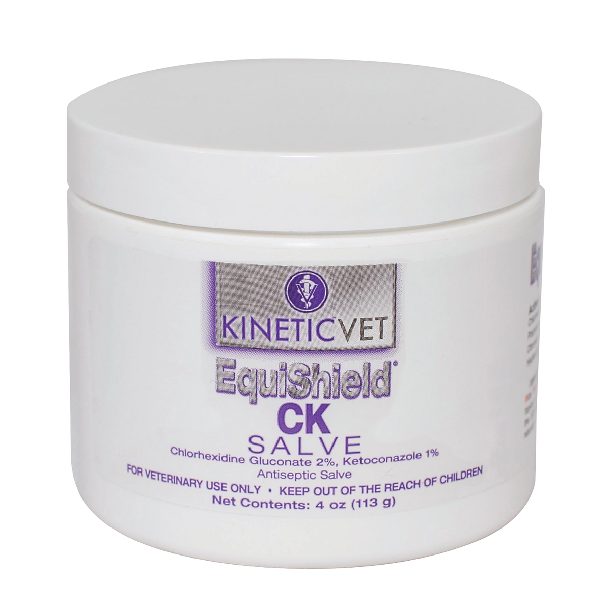 "EquiShield® CK Salve (Chlorhexidine, Ketoconazole)","White plastic salve jar with screw-top lid"