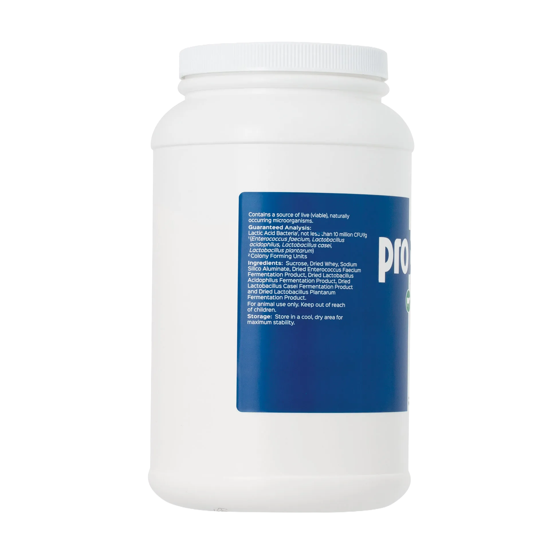 Probios® for Dogs, Horses, and Other Animals,"White plastic bottle with blue side label"