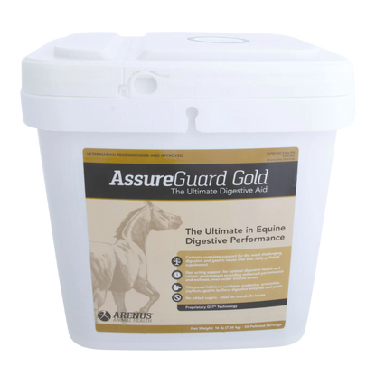 Assure® Guard Gold,"White plastic bucket with hinged lid and front label"