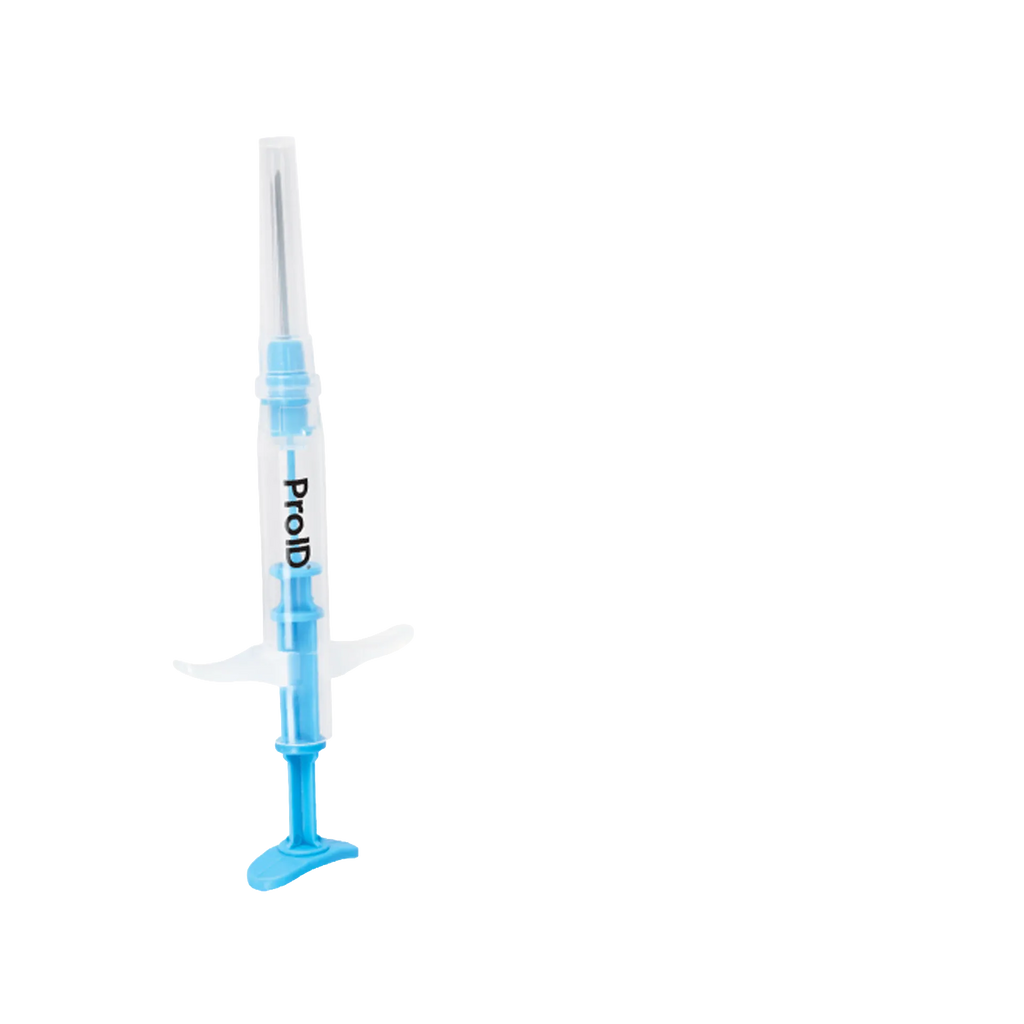 ProID® ISO Microchips,"Blue injector with clear protective cap"