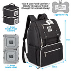 Ultimate Week Away Backpack,"Black backpack with two food carriers, bowls, and bone-shaped tag"