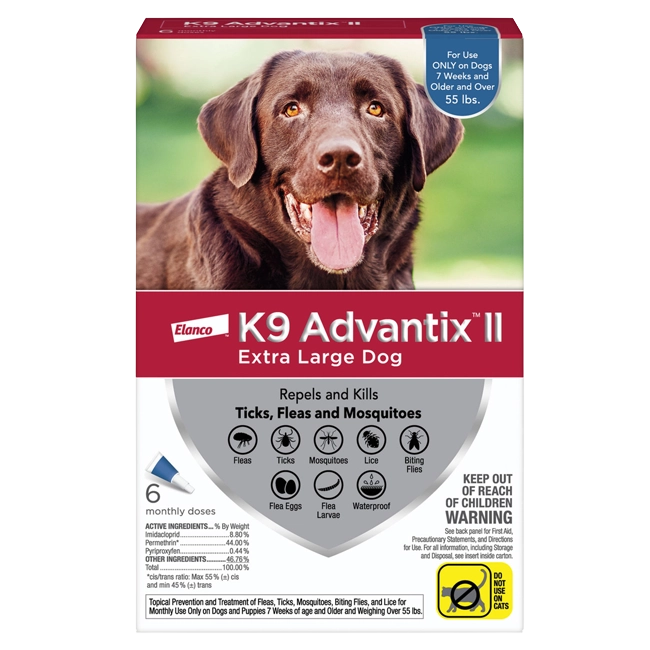 K9 Advantix™ II,"Front of dog treatment box with brown dog photo"