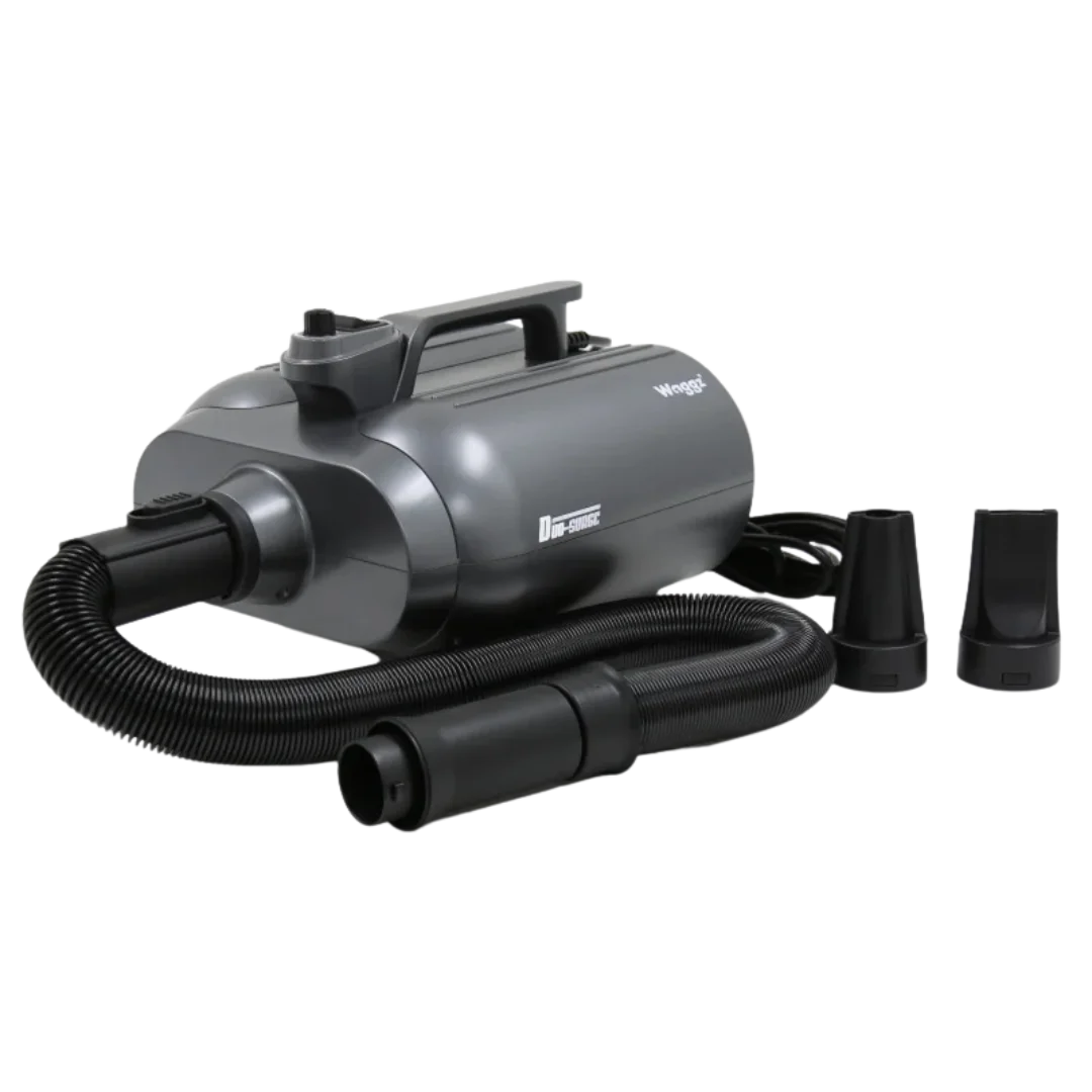 Duo-Surge Max Power & Airflow Dryer by Waggz,"Black pet dryer with hose and two nozzle attachments"