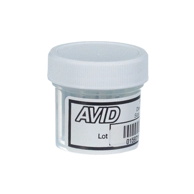 Avid Musicc Microchips ISO,"Clear plastic vial with white screw cap and label"