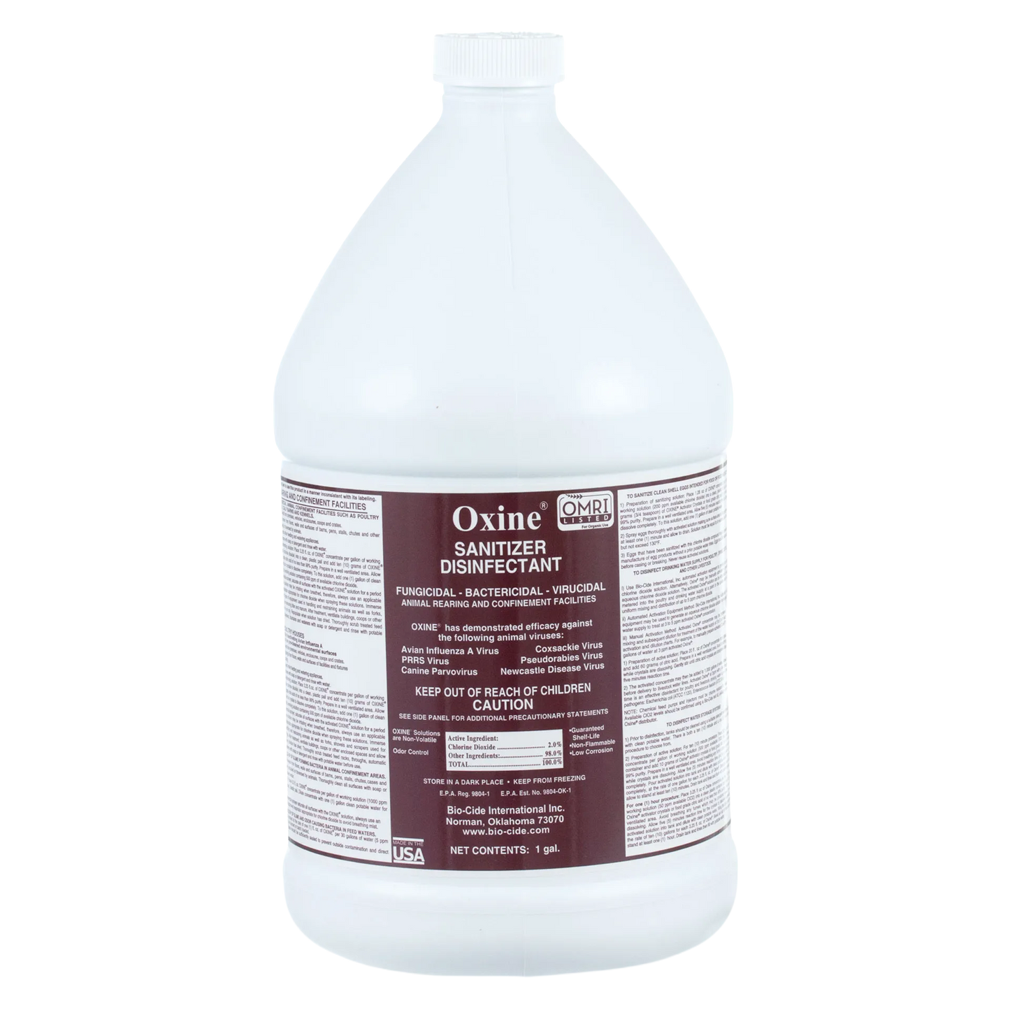 Oxine® Animal Health (AH),"White gallon bottle with screw cap and wraparound label"