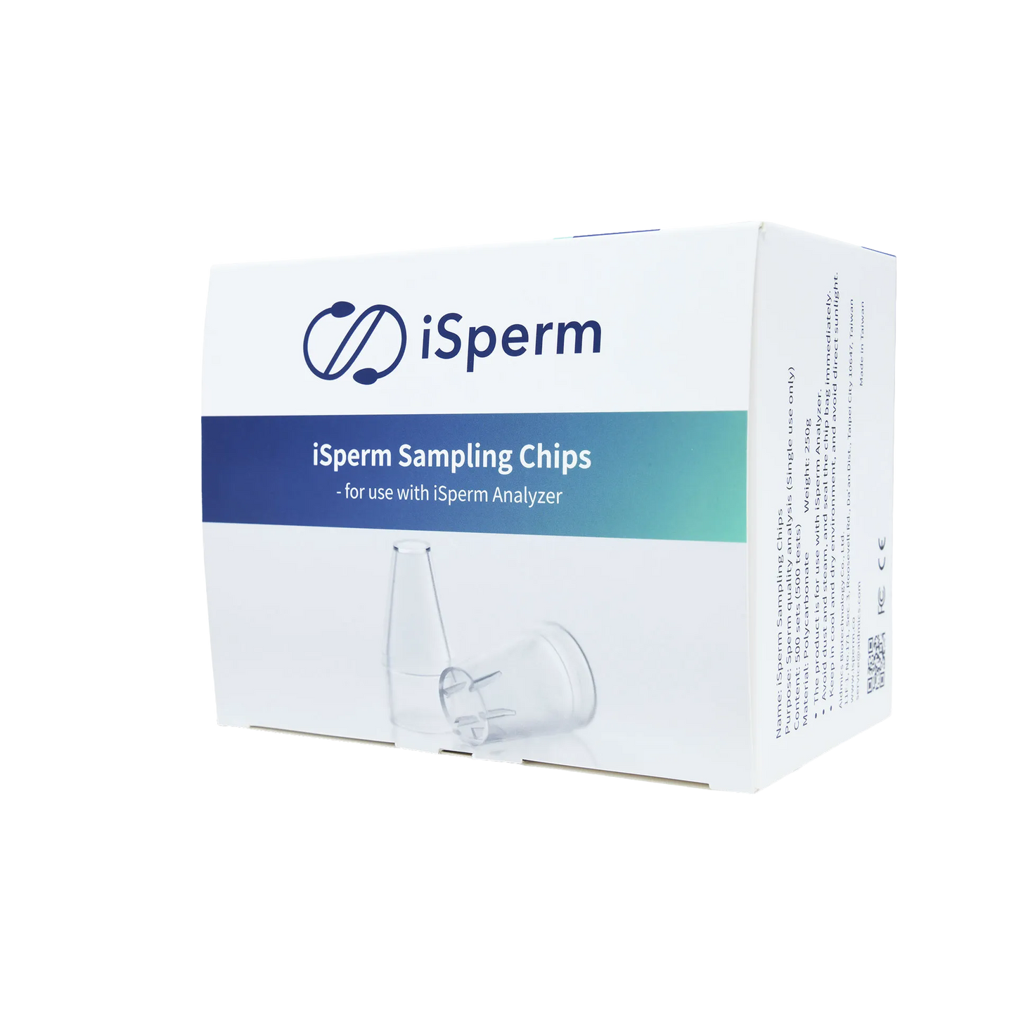 iSperm Sampling Chips,"White product box with clear plastic sampling chip"
