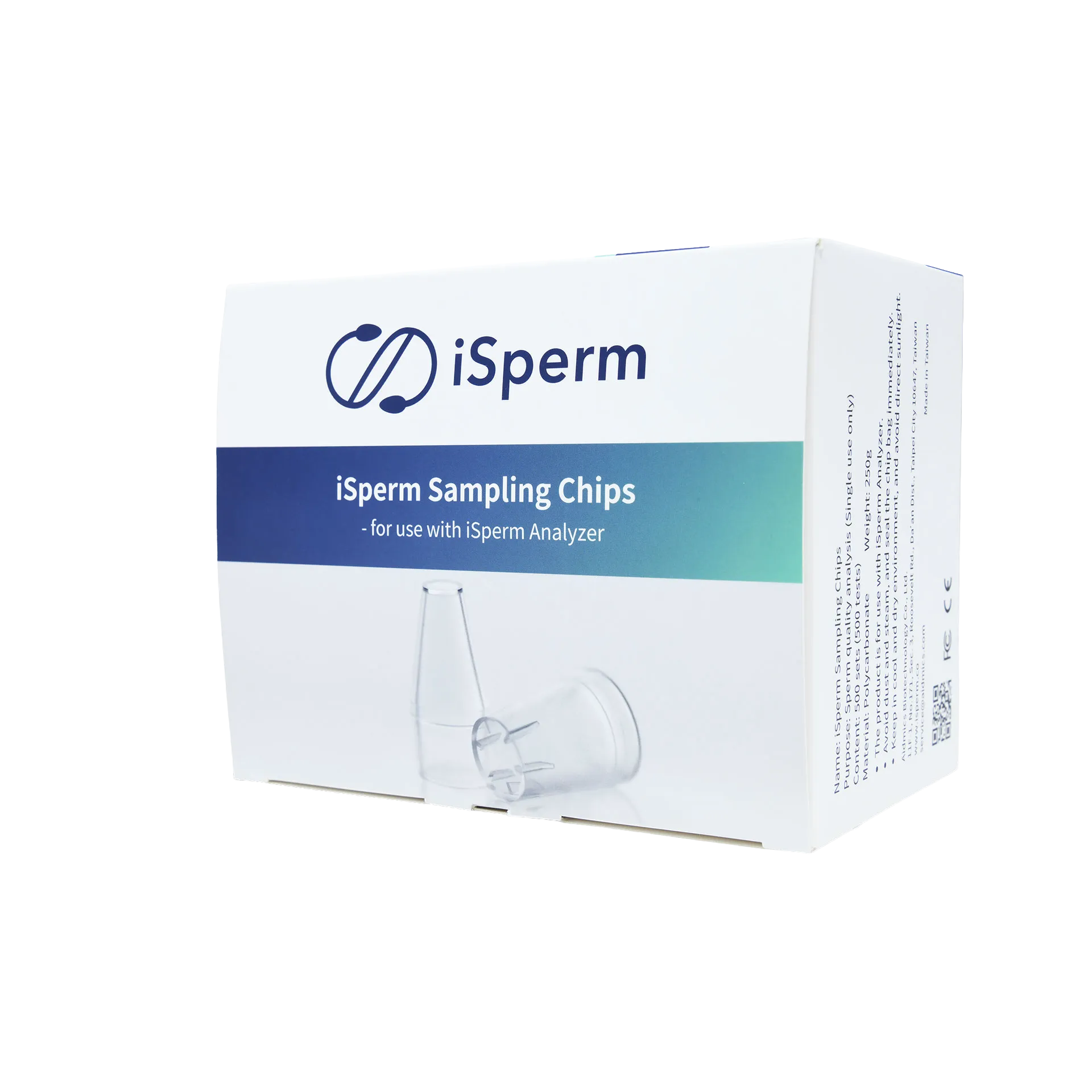 iSperm Sampling Chips,"White product box with clear plastic sampling chip"