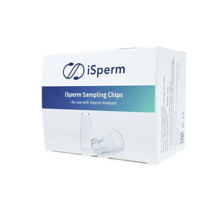 iSperm Sampling Chips,"White product box with clear plastic sampling chip"