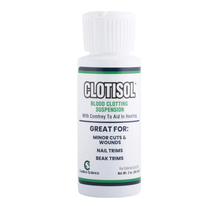 Clotisol®,"White bottle with ribbed cap and front label"