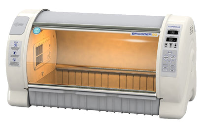 Pet Brooder 90 4th Generation by Rcom USA,"White enclosed pet brooder with clear front door and side control panel"
