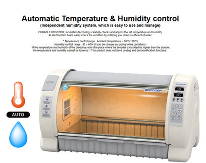Pet Brooder 90 4th Generation by Rcom USA,"Front view of enclosed brooder with clear door and digital side controls"