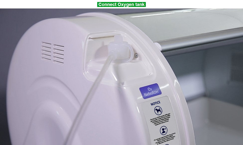 Pet Brooder 90 4th Generation by Rcom USA,"Side panel with oxygen tube connection port"