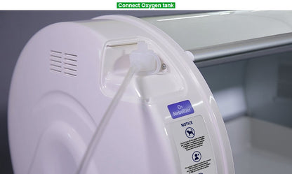 Pet Brooder 90 4th Generation by Rcom USA,"Side panel with oxygen tube connection port"