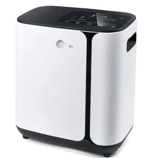 Portable Oxygen Concentrator by Rcom USA,"White portable oxygen concentrator with black top control panel"