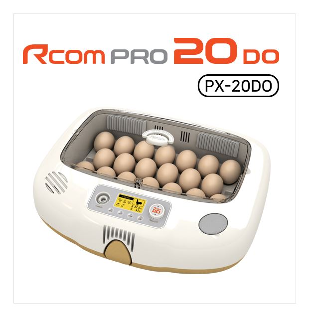 Pro-20 DO Incubator by Rcom USA,"Open egg incubator with digital control panel and eggs"