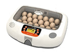 Pro-20 Incubator by Rcom USA,"White egg incubator with clear lid and eggs inside"