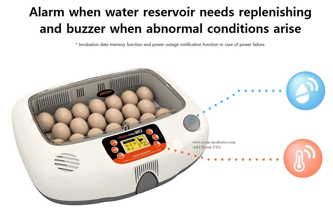 Pro-20 Incubator by Rcom USA,"Egg incubator with clear lid and eggs inside"