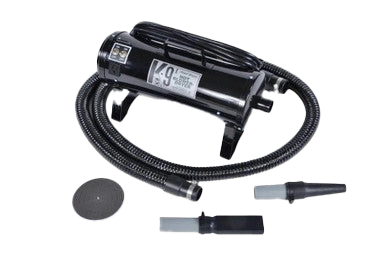 K-9 I Dog Dryer,"Black pet dryer with flexible hose and three nozzle attachments"