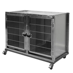 Base for WZ-304 Half Bank with 4 Casters by Waggz,"Stainless steel double-door kennel base on casters"