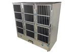 Cage Banks,"Stainless steel cage bank with six barred compartments"