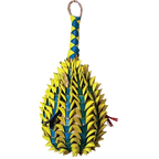 Pineapple Pinata Foraging Toy,"Woven yellow and teal pineapple-shaped hanging toy with loop"