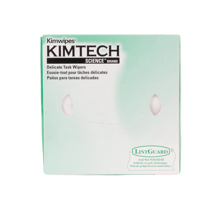 Kim Wipes,"Front view of tissue box with oval dispensing opening"