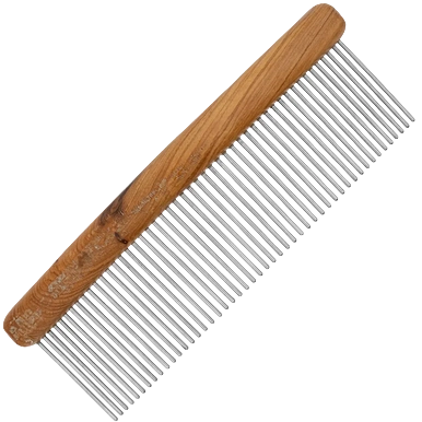 "Aaronco 7"" HoneyCurve Mattaway Comb","Wood-handled metal comb with fine teeth"