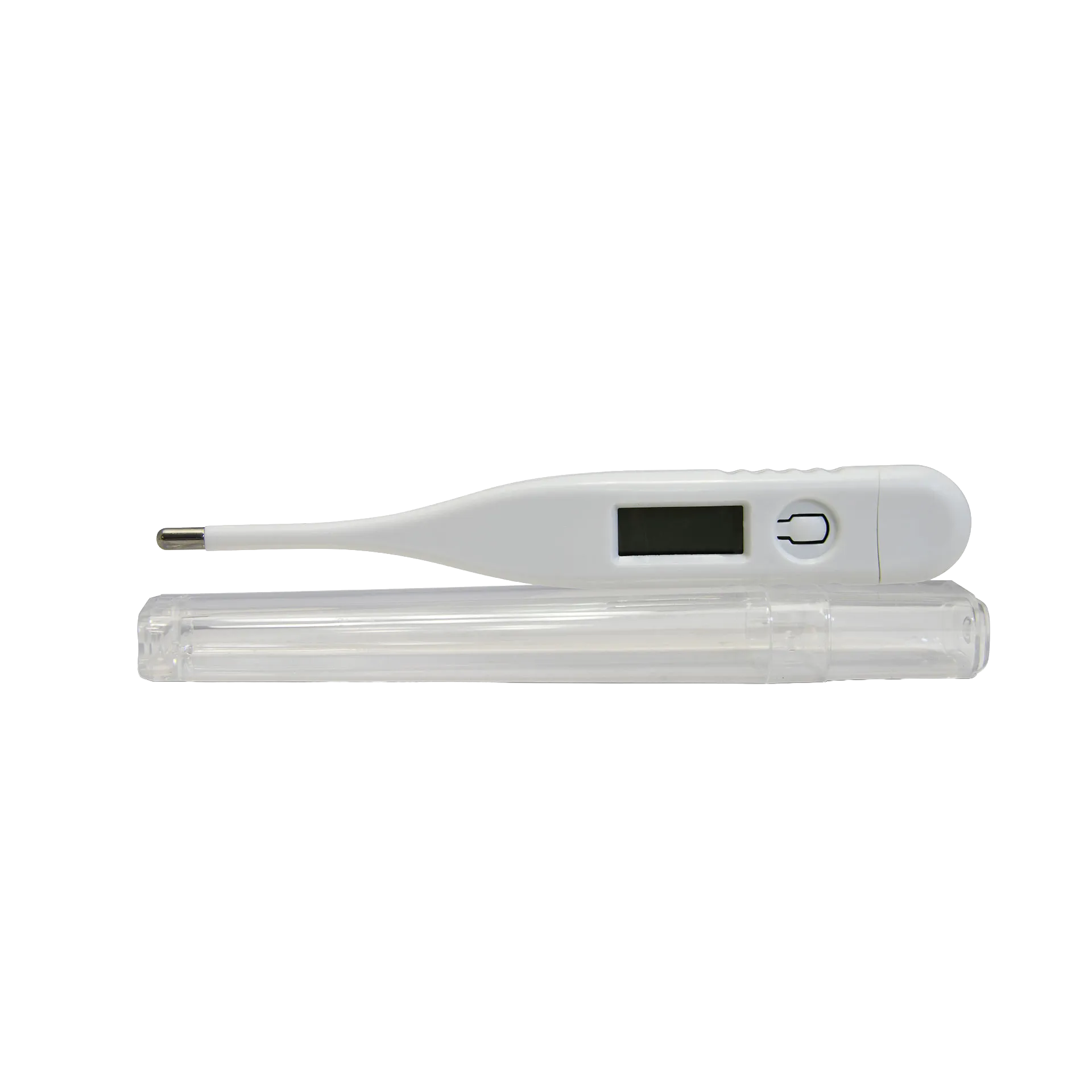 Digital Thermometer,"White digital thermometer with clear protective case"