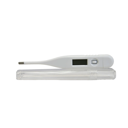 Digital Thermometer,"White digital thermometer with clear protective case"