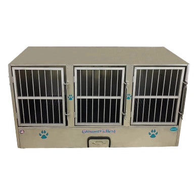 Cage Banks,"Three-compartment cage bank with front doors"