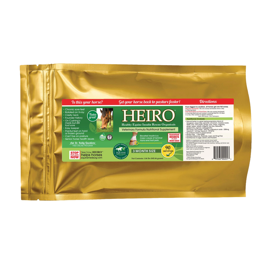 Heiro™,"Gold foil pouch with front product label"