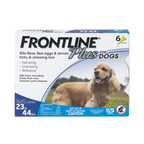 Frontline® Plus for Dogs,"Front view of flea treatment box with dog image"