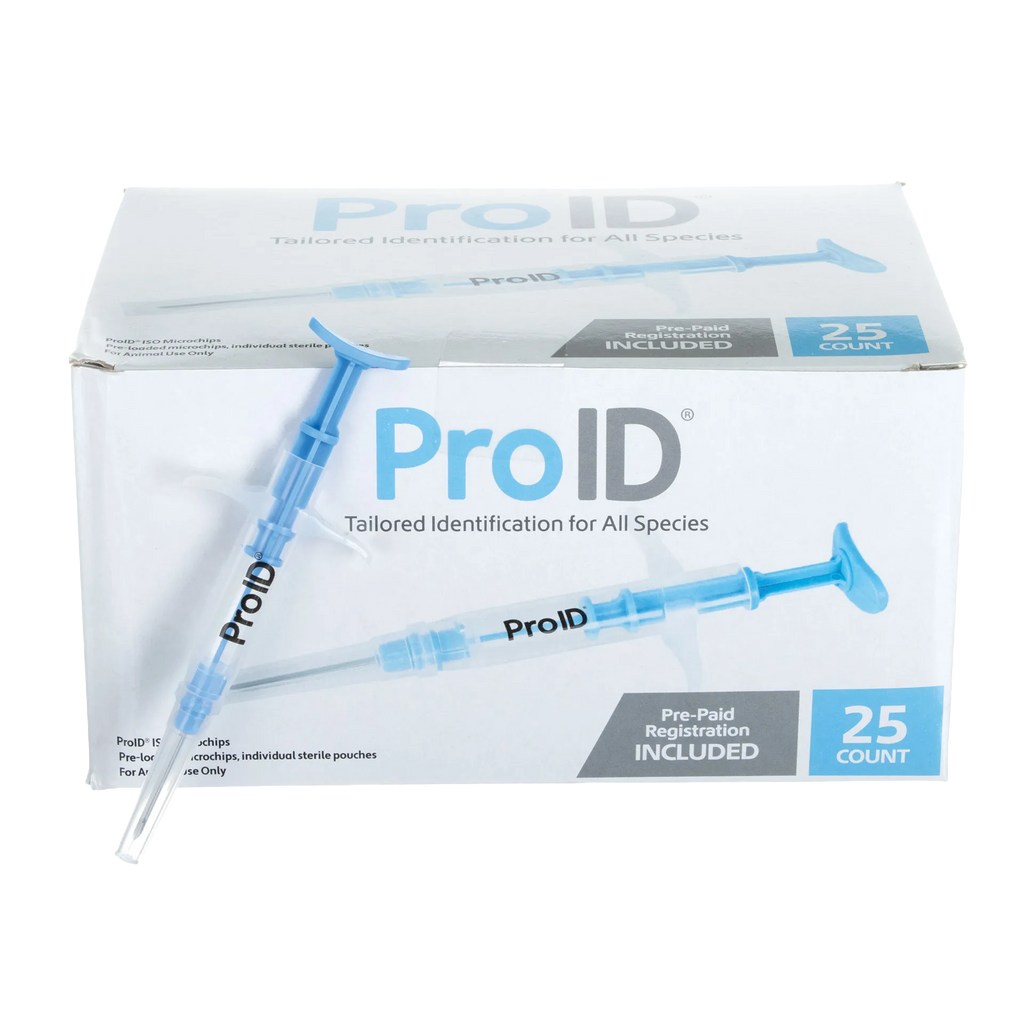 ProID® ISO Microchips,"Box with blue microchip injector applicator"