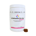 Breeder's Edge® Her Edge,"White supplement jar with screw-top lid and one brown soft chew"