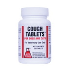 Cough Tablets™ for Dogs and Cats,"White plastic bottle with ribbed cap and front label"