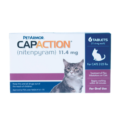 CapAction®,"Front of flea treatment box with cat image"