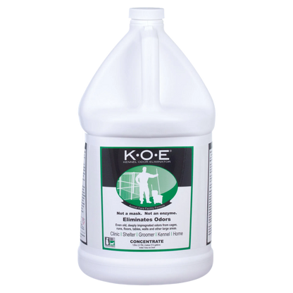KOE® Kennel Odor Eliminator,"White gallon bottle with screw cap and front label"
