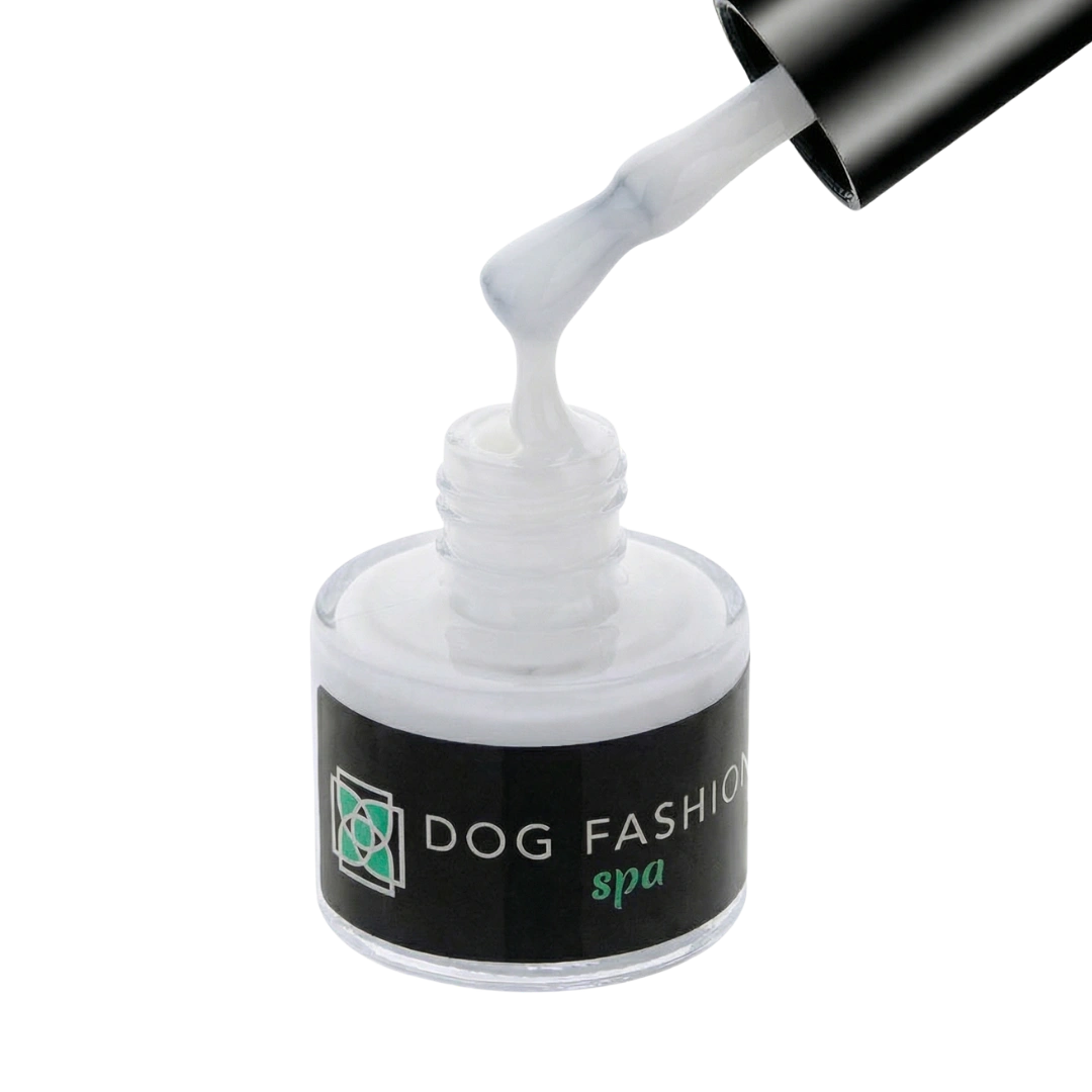 Non-toxic Nail Polish,"Open nail polish bottle with brush and white polish"