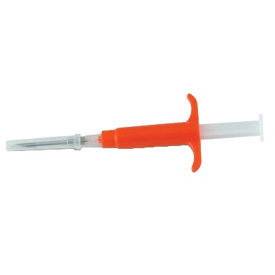 Datamars ID Microchip,"Clear syringe with orange plunger handle"