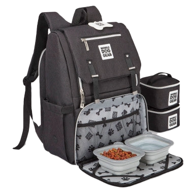 Ultimate Week Away Backpack,"Backpack with dog bowls, food container, and accessory bag"